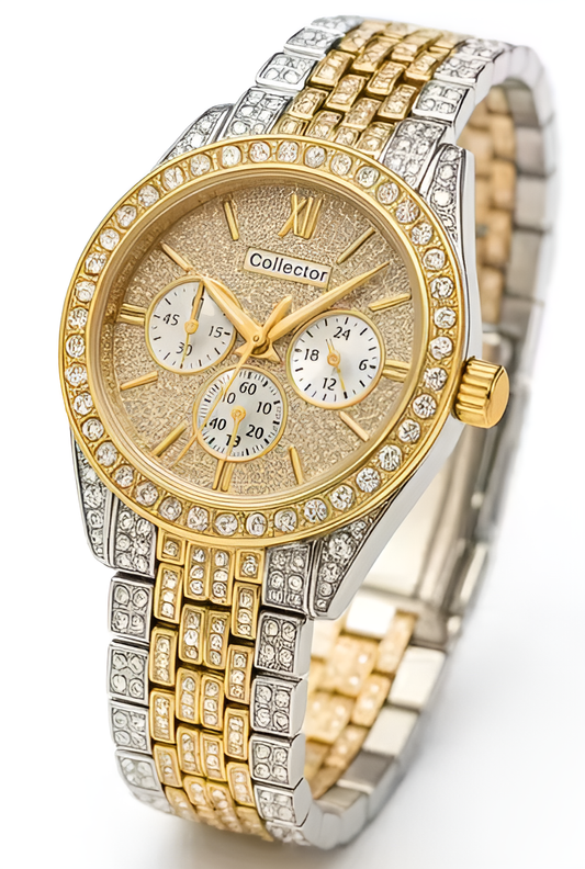 luxury iced out moissanite daimond dubble colour premium quality analog watch