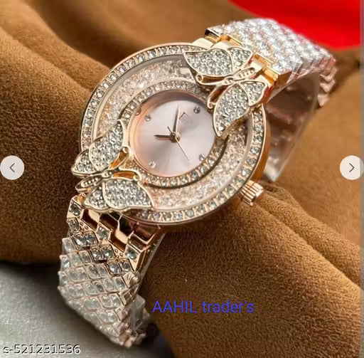 New shiny Cristal diamond Korean design analog watch for women