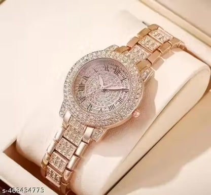 SHMOFY LUXURY FASHION PREMIUM DIAMOND CRYSTAL DIAL STAINLESS STEEL